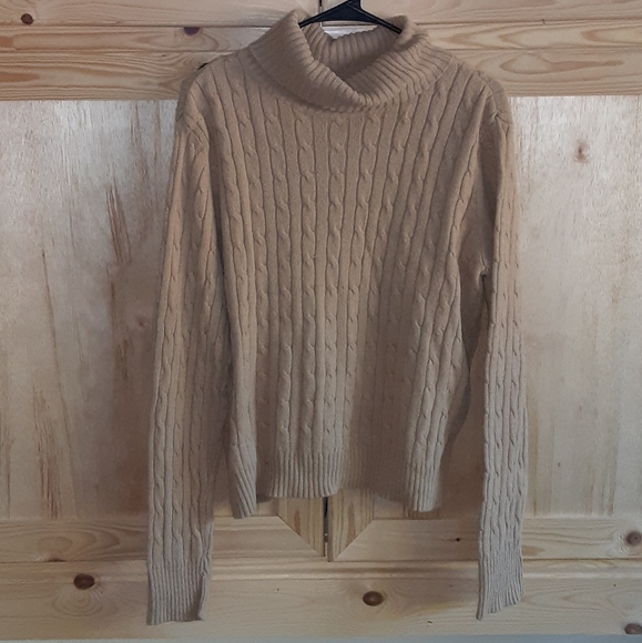 Deane & White tan angora blend turtle neck sweater size XL - Picture 1 of 3